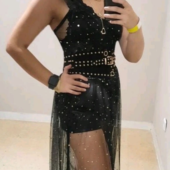 Black vegan faux suede corset gold studs punk wide boho waist belt - Picture 13 of 14